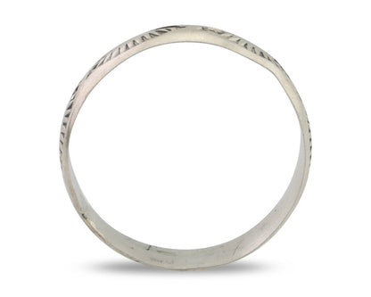 Navajo Hand Stamped Band 925 Silver 5.0 mm Signed Larry Chavez Size 11.75 C.80's