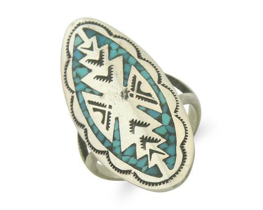 Vintage Navajo Ring 925 Sterling Turquoise Native American Artist Size 5.25