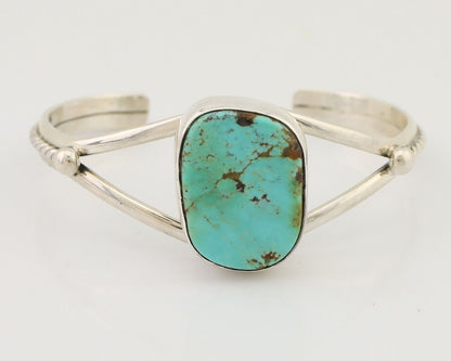 Navajo Cuff Bracelet 925 Silver Natural Blue Turquoise Artist Signed Gecko C.80s