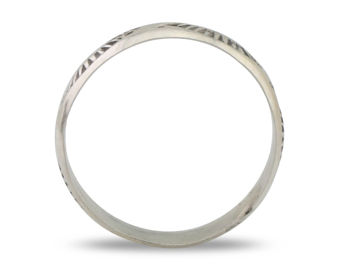 Navajo Hand Stamped Band 925 Silver 5.0 mm Signed Larry Chavez Size 8.5 C.80's