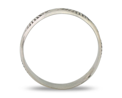 Navajo Hand Stamped Band 925 Silver 5.0 mm Signed Larry Chavez Size 8.5 C.80's