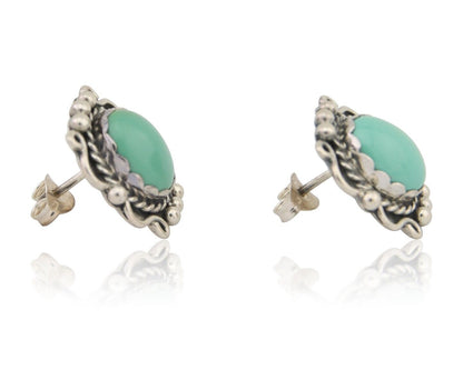 Navajo Earrings 925 Natural Turquoise Native Artist Signed VM C.80's
