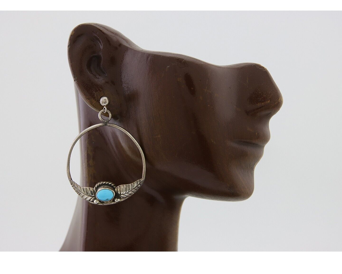 Navajo Dangle Earrings 925 Silver Natural Blue Turquoise Native Artist C80s