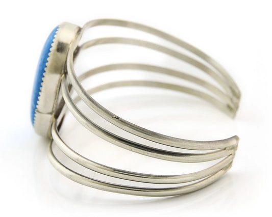 Navajo Cuff Bracelet Sterling Silver Natural Denim Lapis Vintage Handmade