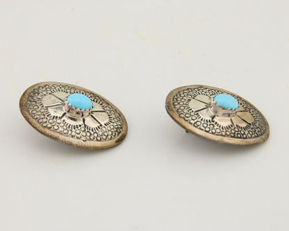 Navajo Earrings 925 Silver Blue Turquoise Native American Artist C.80's