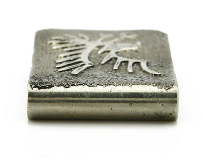 Navajo Money Clip .925 Silver & Nickle Hand Stamped Artist RB C.80's-90's