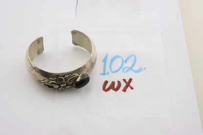 Navajo Bracelet 925 Silver Onyx Artist Signed Carol Felley & Lorenzo Secatero