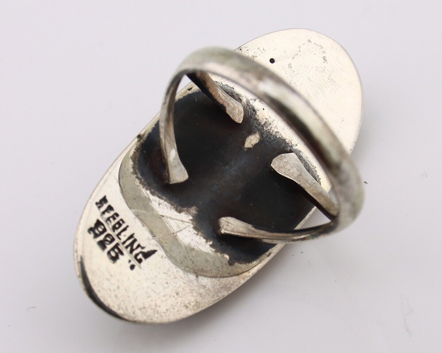 Navajo Ring 925 Silver Natural Kingman Turquoise Native American Artist C.80's