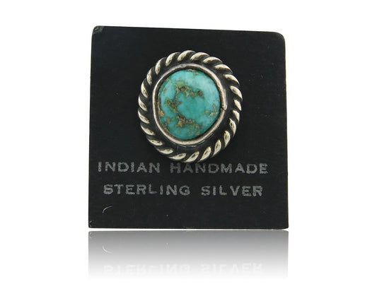 Navajo Tie Tack 925 Silver Natural Turquoise Native Artist Vintage