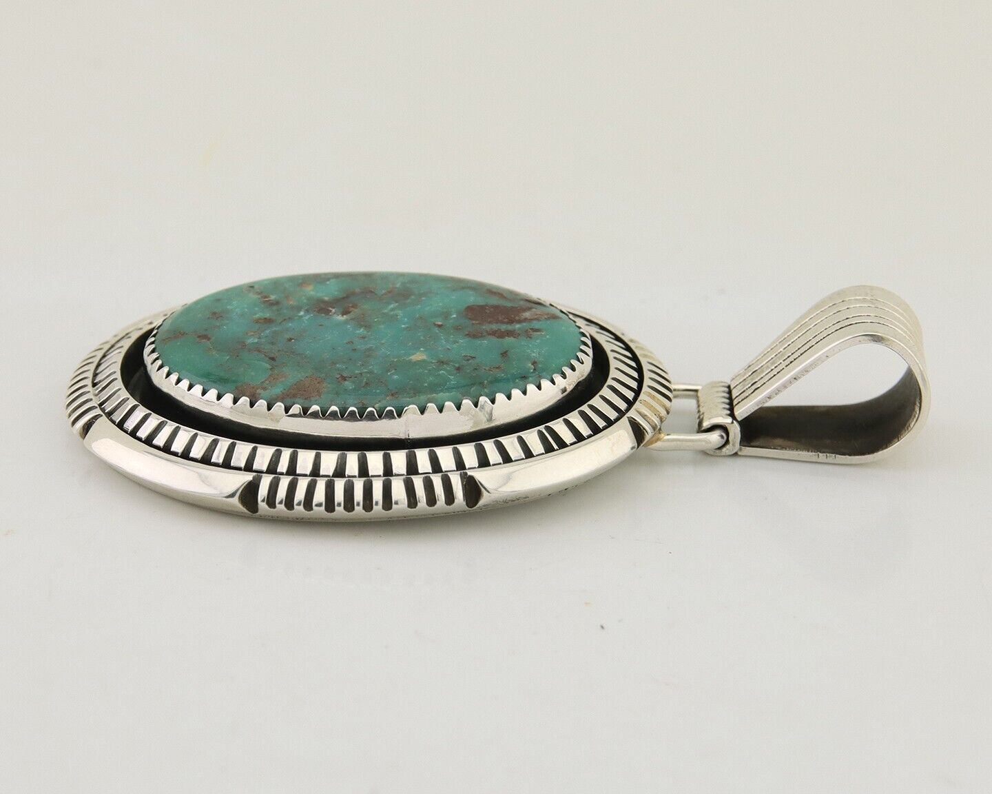 Navajo Pendant 925 Silver Natural Turquoise Artist Signed Lidia Begay C.80's