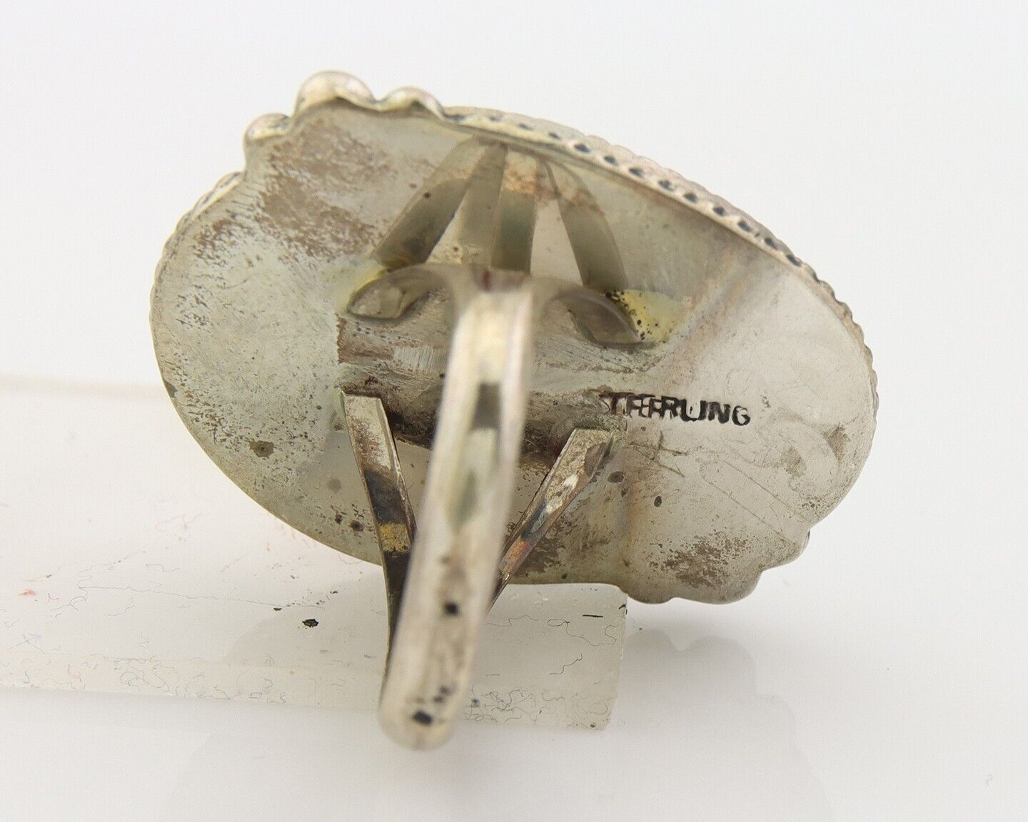 Navajo Ring 925 Sterling Natural Blue Turquoise Native Artist C.80's Size 8.75