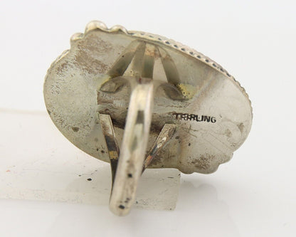 Navajo Ring 925 Sterling Natural Blue Turquoise Native Artist C.80's Size 8.75