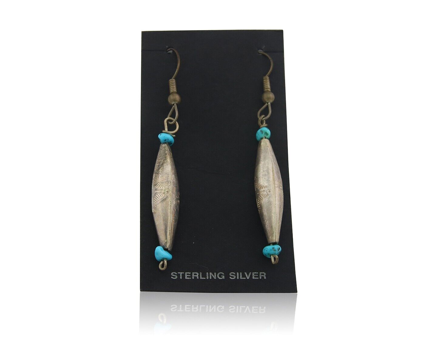 Navajo Earrings 925 Silver Natural Turquoise Native American Artist C.80's