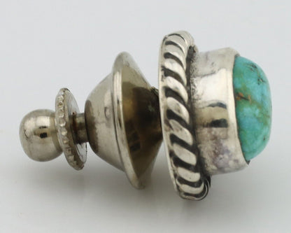 Navajo Tie Tack 925 Silver Natural Mined Turquoise Native American Artist C.80's