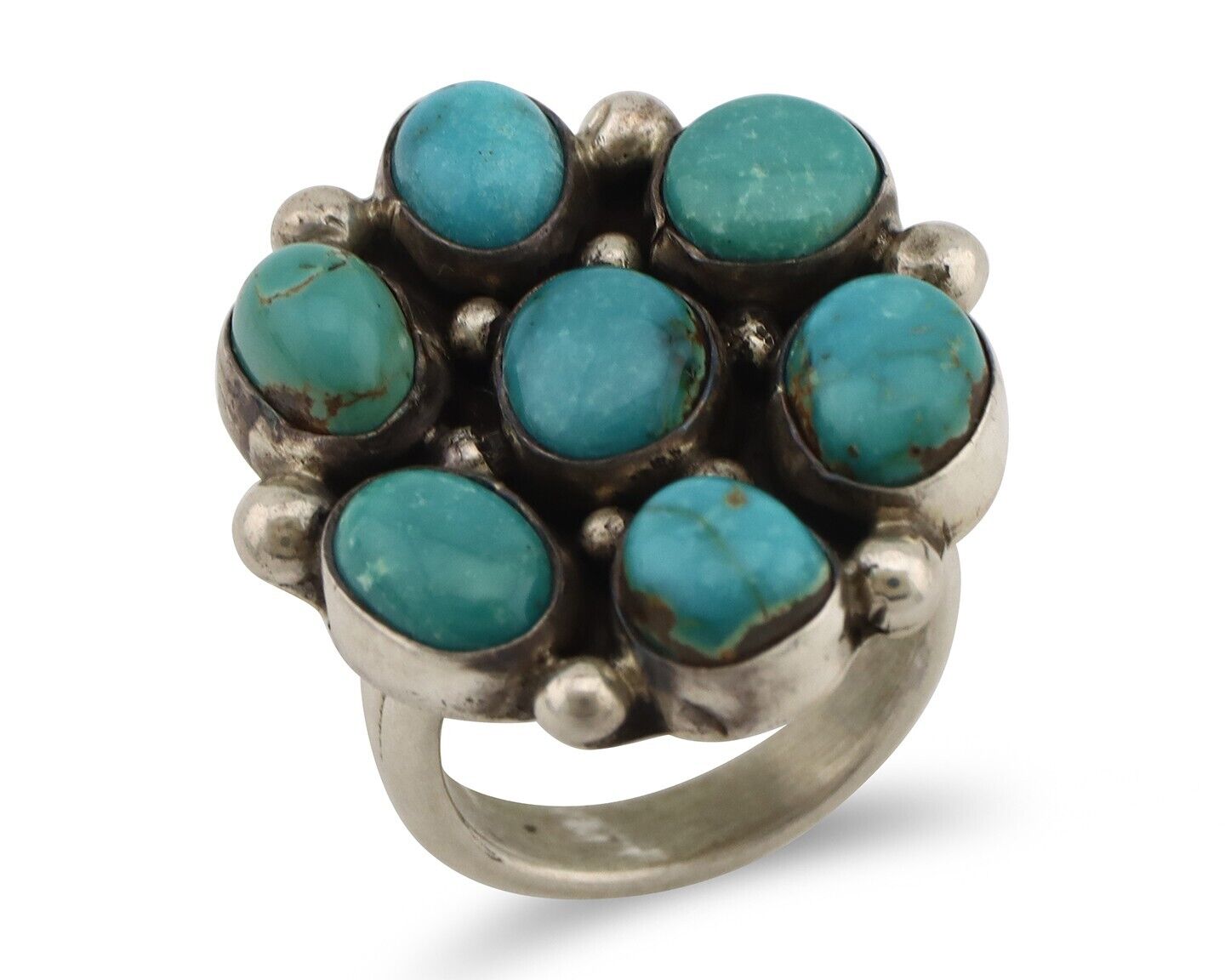 Navajo Ring .925 Silver Natural Blue Turquoise Native American Artist C.80's