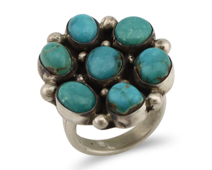 Navajo Ring .925 Silver Natural Blue Turquoise Native American Artist C.80's