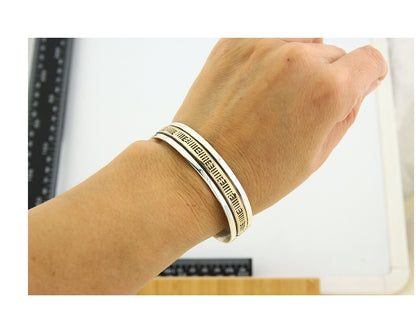 Navajo Bracelet 925 Silver & 12K Gold Cuff Artist Signed Randall Endito C.80's