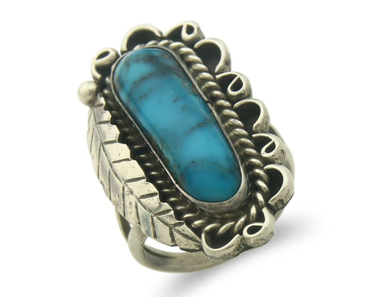 Navajo Ring 925 Sterling Blue Turquoise Artist Signed Richard Yazza C.80's