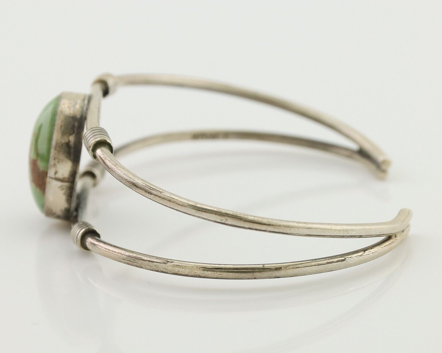 Navajo Bracelet 925 Silver Natural Green Turquoise Native American Artist C.80's