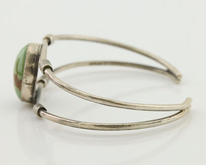 Navajo Bracelet 925 Silver Natural Green Turquoise Native American Artist C.80's