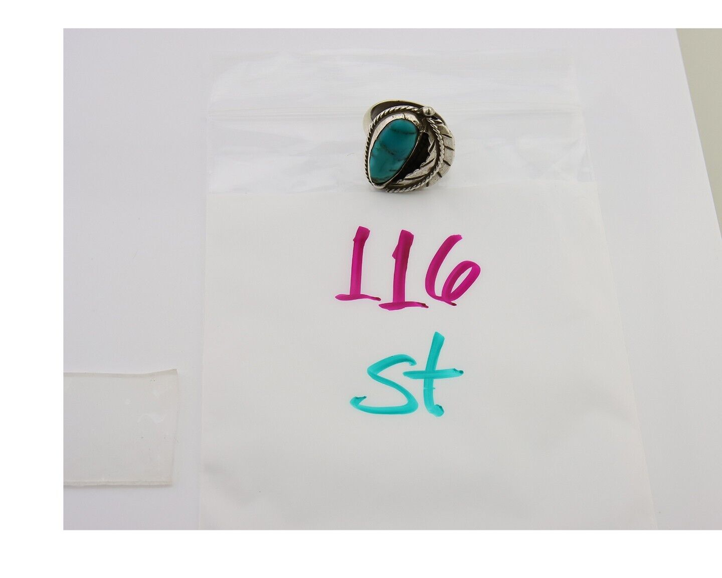 Navajo Ring 925 Sterling Silver Blue Turquoise Native American Artist C.80's