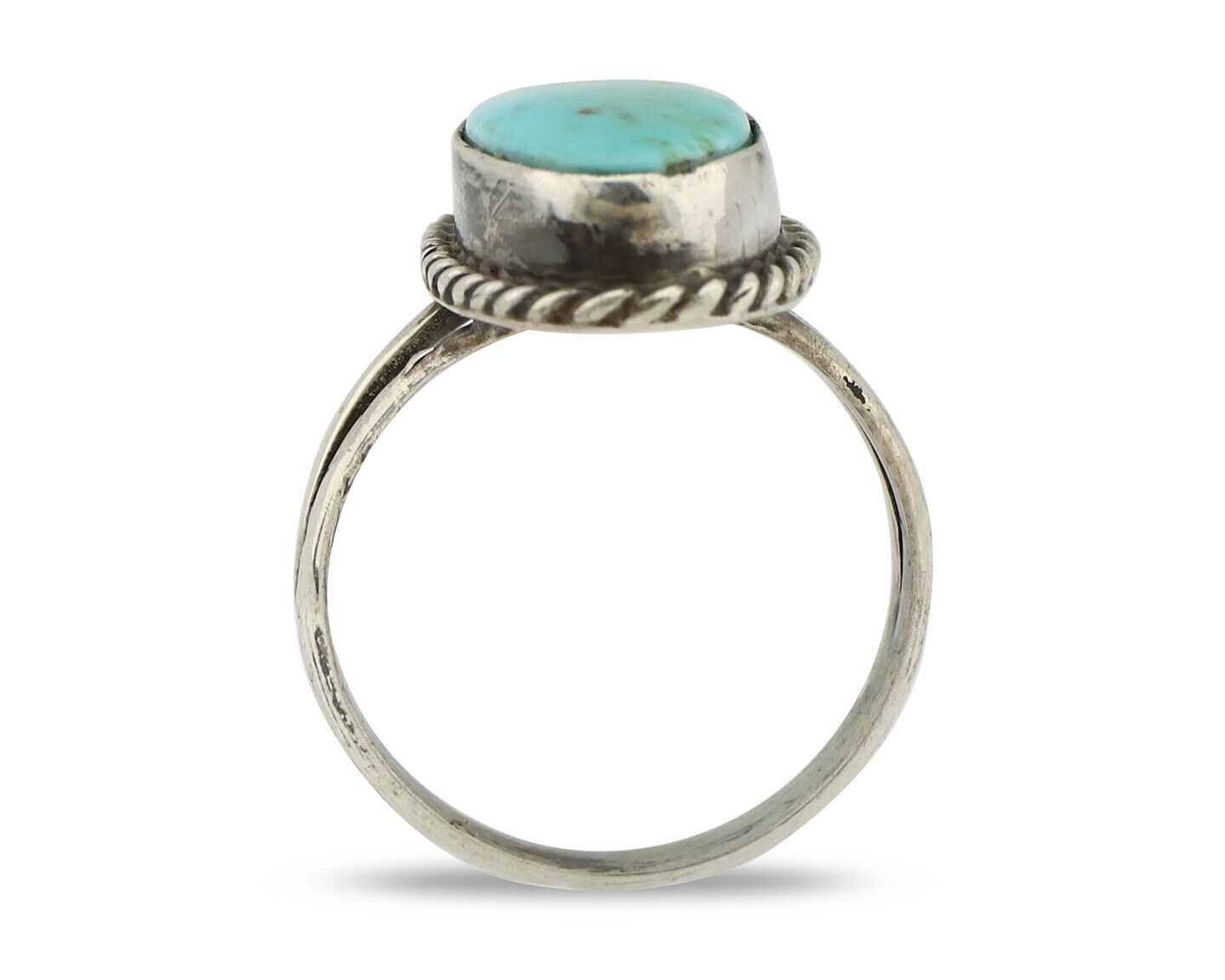 Navajo Ring 925 Silver Kingman Turquoise Artist Native American Signed C.80's