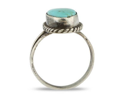Navajo Ring 925 Silver Kingman Turquoise Artist Native American Signed C.80's