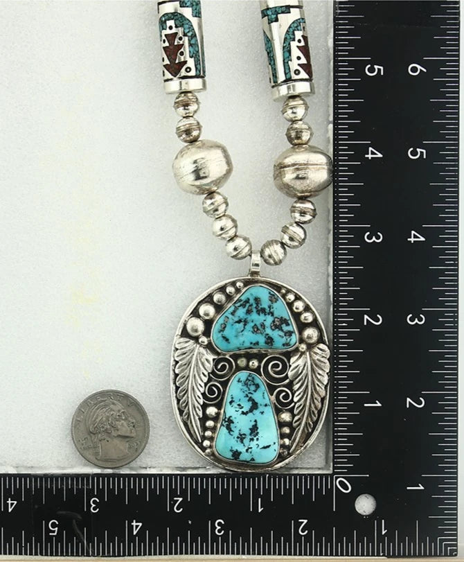 Navajo Necklace Natural Gemstones Vintage Signed William Singer C.80's Handmade