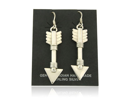 Navajo Handmade Arrow Earrings 925 Silver Artist Signed M C.80's