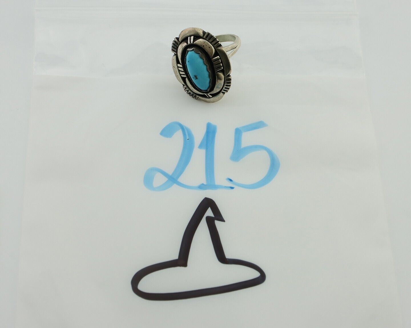 Navajo Ring 925 Silver Blue Sleeping Beauty Turquoise Signed LM NEZ C.80's