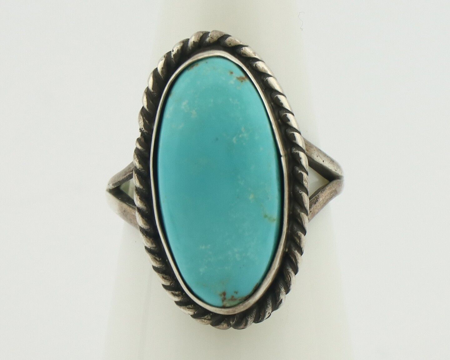 Navajo Ring .925 Silver Natural Blue Turquoise Native American Artist C.80's