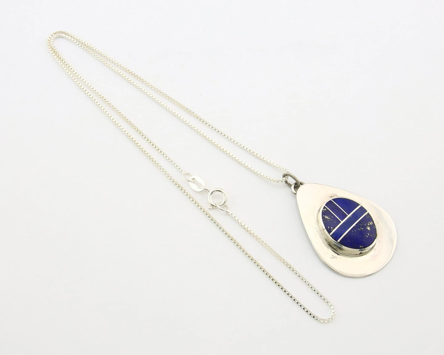 Navajo Necklace Sterling Silver Authentic Lapis Vintage Native Artist