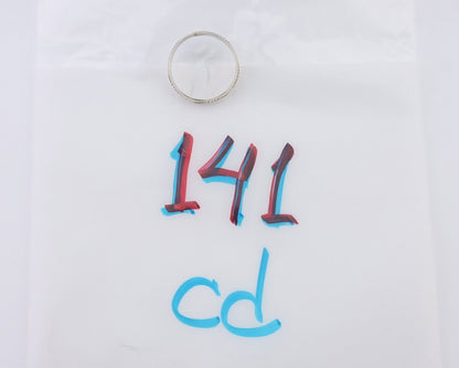Navajo Hand Stamped Band 925 Silver 5.0 mm Signed Larry Chavez Size 6.5 C.80's