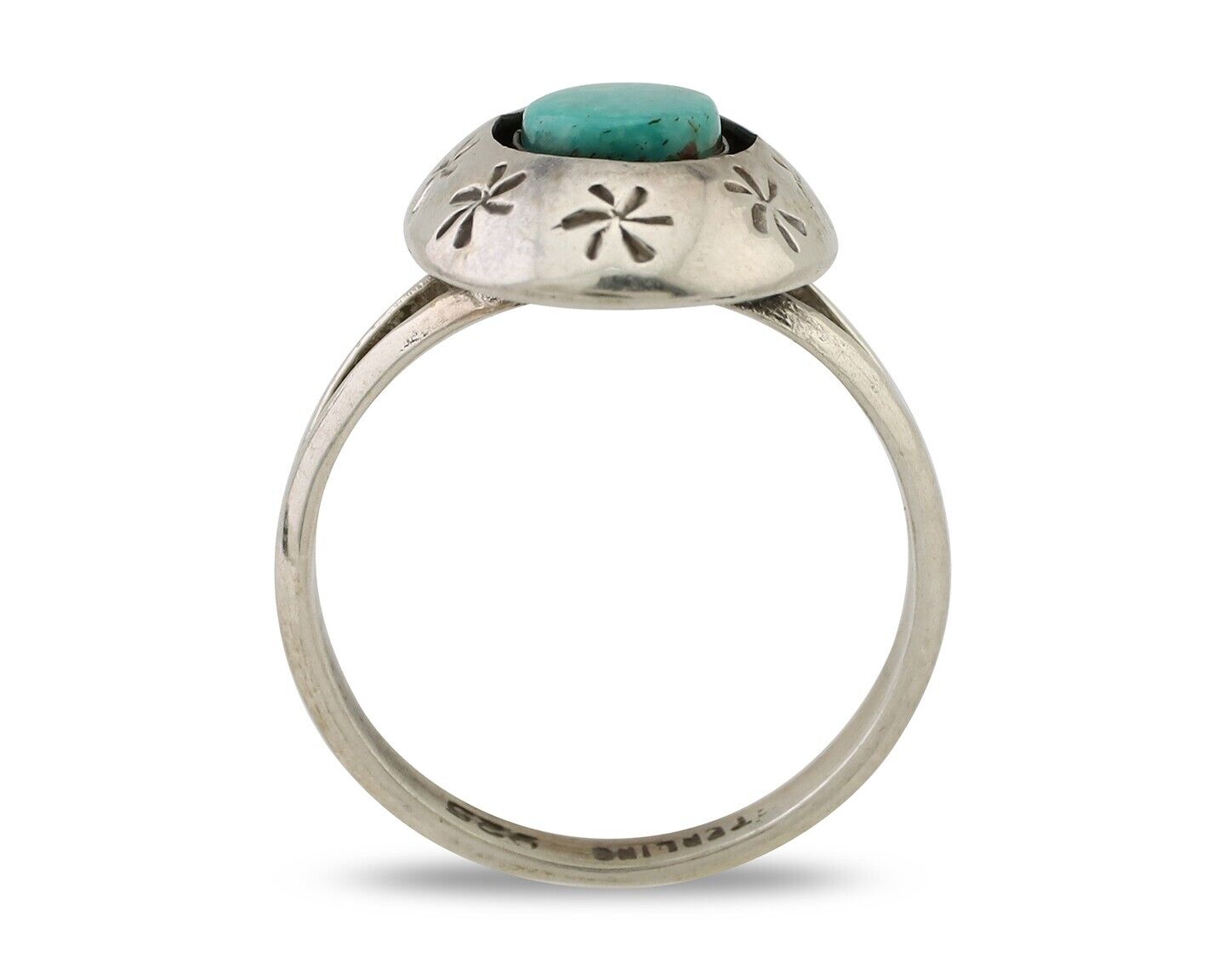Navajo Ring 925 Silver Kingman Turquoise Native American Artist C.80's