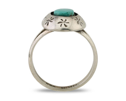 Navajo Ring 925 Silver Kingman Turquoise Native American Artist C.80's