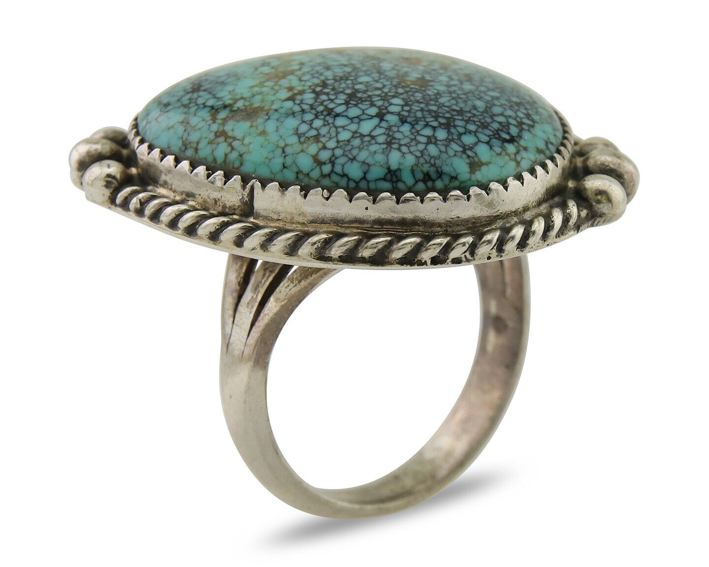 Navajo Handmade Ring 925 Silver Turquoise Native Artist C.80's