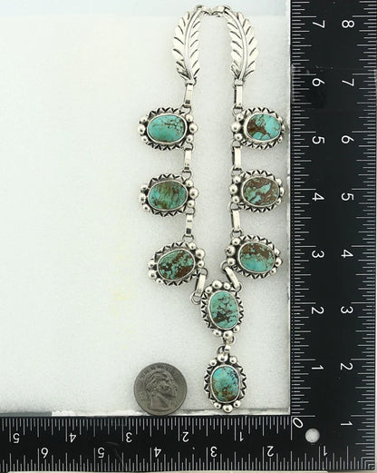 Navajo Necklace Earring Set Natural Turquoise Vintage Signed Gecko C.80's