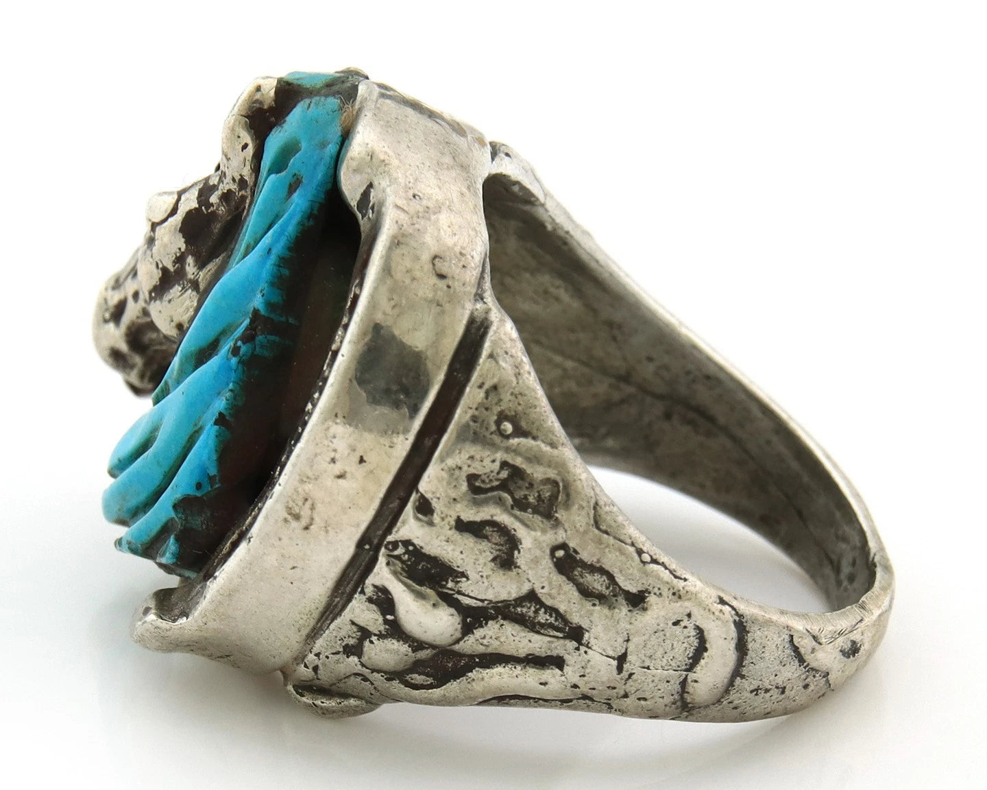 Navajo Horse Ring Sterling Silver Turquoise Signed Johnny BlueJay Size 9.25