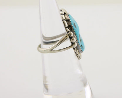 Navajo Ring 925 Silver Blue Turquoise Native American Artist C.80's