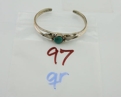 Navajo Cuff Bracelet Blue Turquoise 925 Silver Native Artist Signed BD C.80's