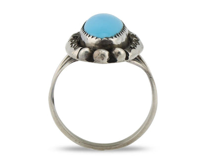 Navajo Ring .925 Silver Sleeping Beauty Turquoise Signed SkyStone Creations C80s