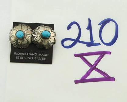 Navajo Concho Earrings Sterling Silver Handmande Vintage Hand Stamped Native Art