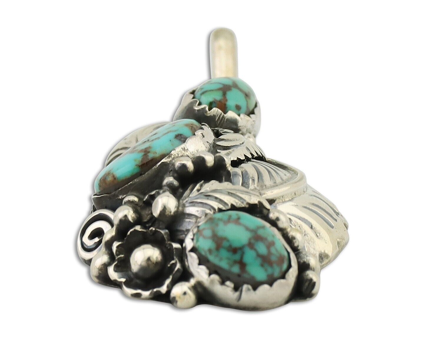 Navajo Pendant 925 Silver Natural Bisbee Turquoise Signed Tom Willeto C.80's
