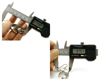 Navajo Dangle Earrings .925 Silver & 14k Solid Yellow Gold Kokopelli Signed RT