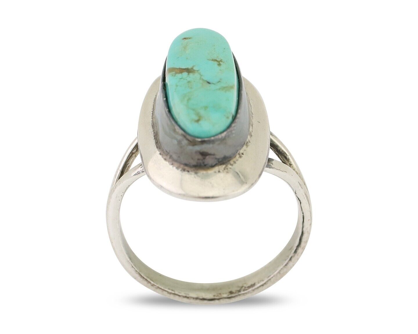 Navajo Ring 925 Silver Kingman Turquoise Artist Signed Kachina C.80's