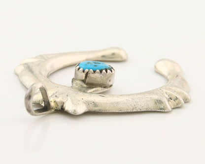 Navajo 925 Silver Naja Sand Cast Turquoise Handmade Native American Artist C.80s