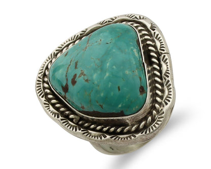 Navajo Ring .925 Silver Natural Blue Turquoise Signed Lee Bennett C.80's