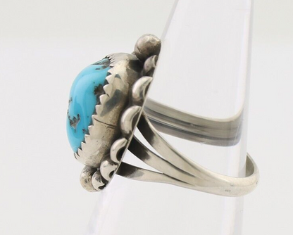 Navajo Ring 925 Silver Sleeping Beauty Turquoise Artist Signed SC C.80's