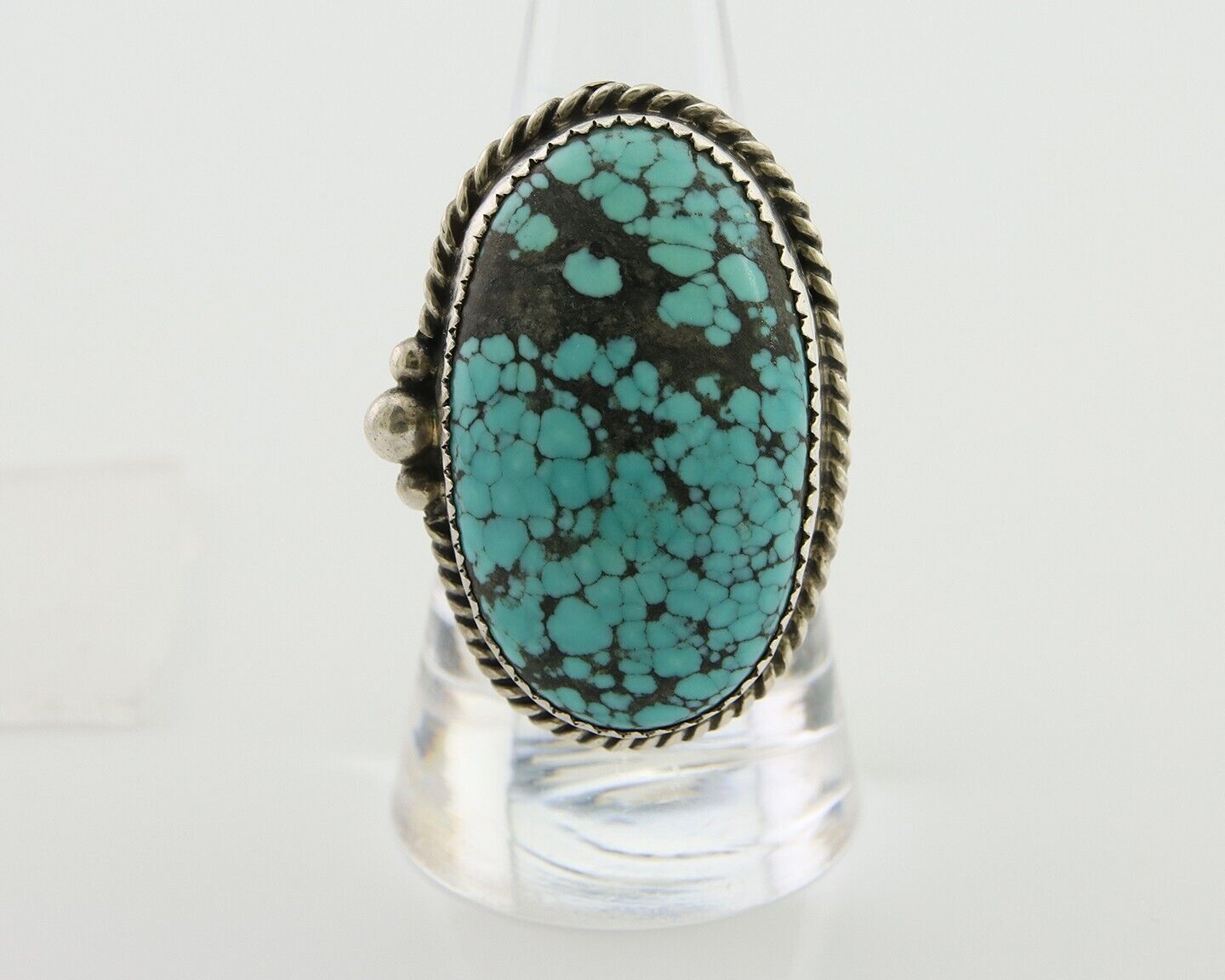 Navajo Handmade Ring 925 Silver Spiderweb Turquoise Native Artist C.80's