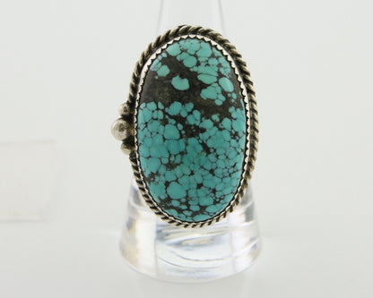 Navajo Handmade Ring 925 Silver Spiderweb Turquoise Native Artist C.80's